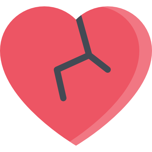 Broken heart Coloring Flat icon