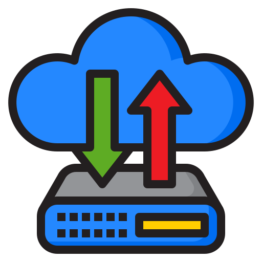 Cloud server srip Lineal Color icon