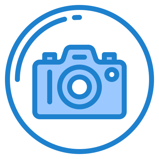 Photo camera srip Blue icon