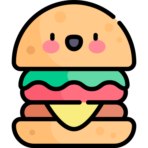 hamburger Kawaii Lineal color Ícone