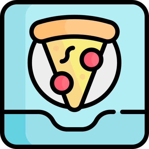 caja de pizza Kawaii Lineal color icono