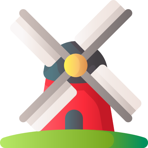 kinderdijk windmühlen 3D Basic Gradient icon