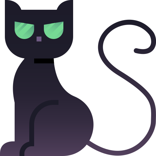gatto nero Pixelmeetup Flat icona