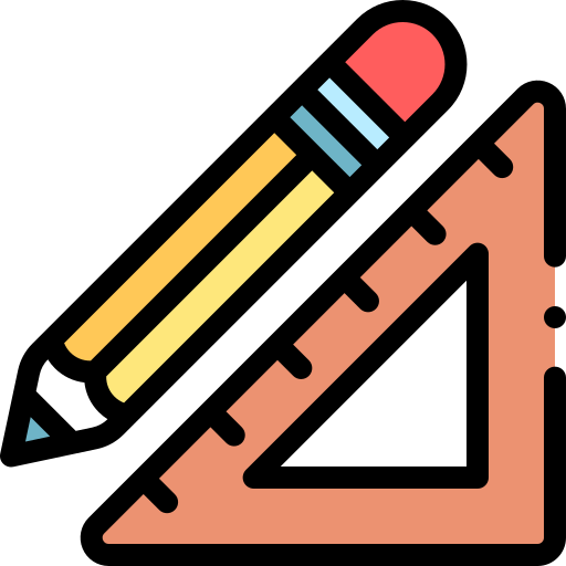 matita e righello Detailed Rounded Lineal color icona