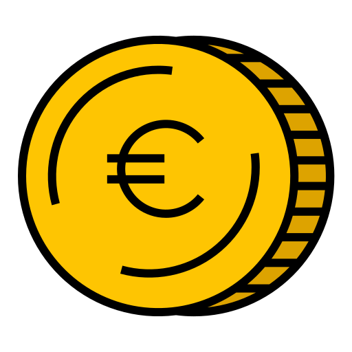 Euro coin Generic Outline Color icon