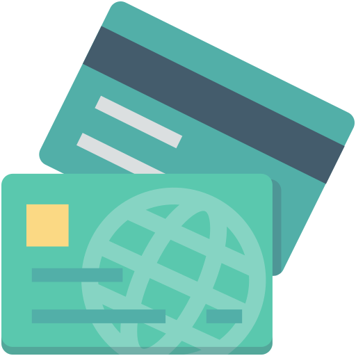tarjeta de crédito Creative Stall Premium Flat icono