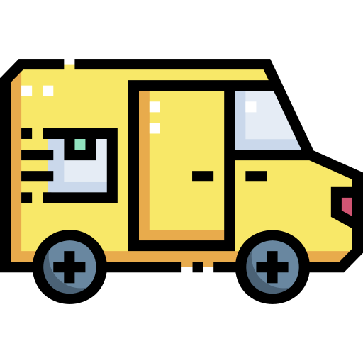 Delivery van Detailed Straight Lineal color icon