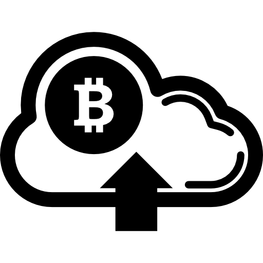 bitcoin na nuvem com o símbolo de seta para cima  Ícone