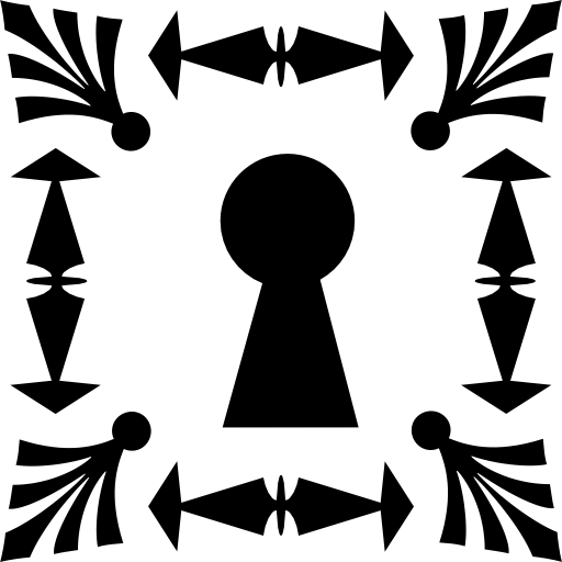 sleutelgat in vierkant frame gevormd door siervormen  icoon
