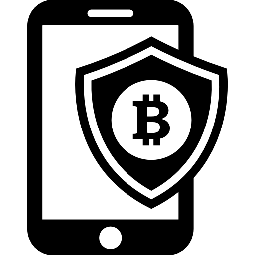 Bitcoin mobile phone secure shield  icon