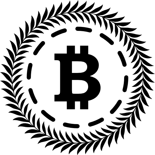 bitcoin circondato da un cerchio di foglie di ulivo  icona