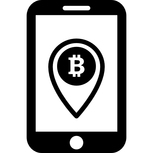 telefono cellulare bitcoin con un simbolo segnaposto sullo schermo  icona
