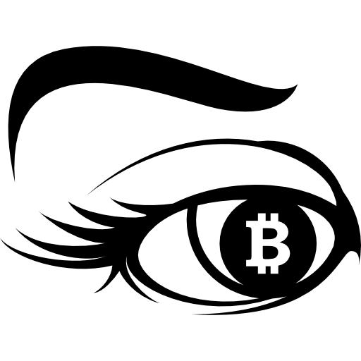 segno bitcoin nell'iride dell'occhio  icona