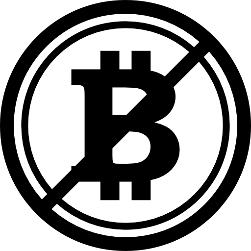 Bitcoin not accepted symbol with a slash  icon
