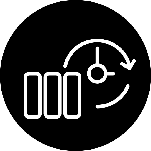 Backup thin outline symbol in a circle  icon