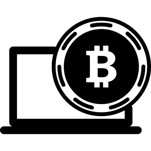 simbolo di bitcoin e computer portatile  icona