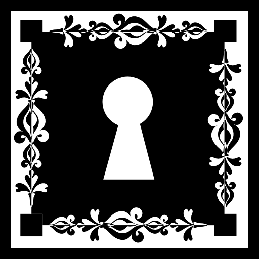 Keyhole in square with ornamental border  icon