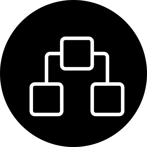 Network outline symbol in a circle  icon