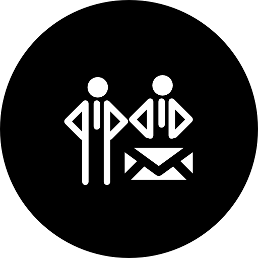 simbolo della posta della gente in un cerchio  icona