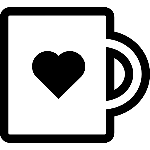 esquema de vista lateral de taza con un símbolo romántico de corazón  icono
