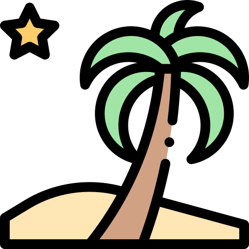 palmera Detailed Rounded Lineal color icono