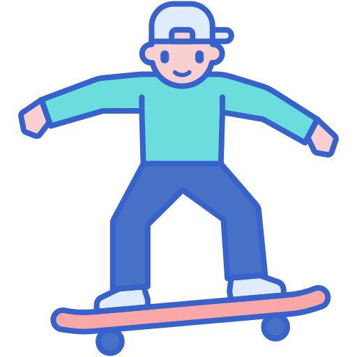 Skateboard Flaticons Lineal Color icon