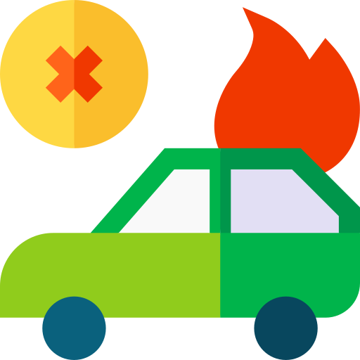 Car on fire Basic Straight Flat icon