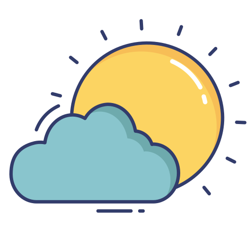 chmury i słońce Dinosoft Lineal Color ikona