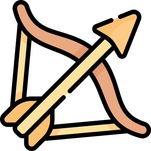 arco e freccia Kawaii Lineal color icona