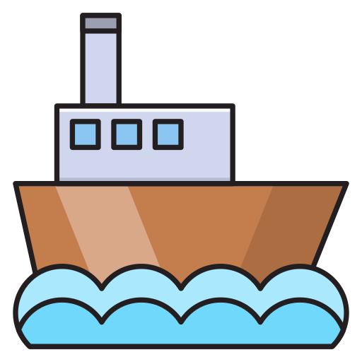 Ship Vector Stall Lineal Color icon