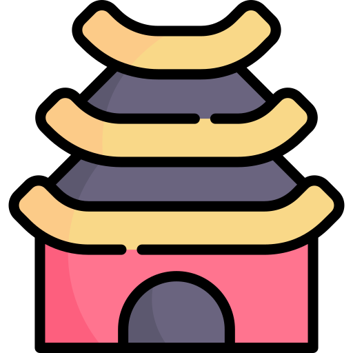 pagode Kawaii Lineal color icoon