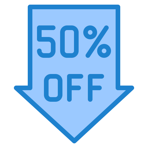 50 procent srip Blue icoon