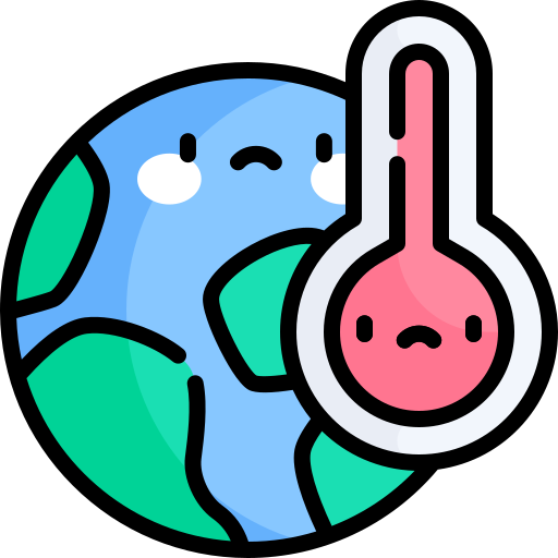 le réchauffement climatique Kawaii Lineal color Icône