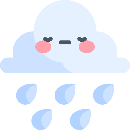 lluvia pesada Kawaii Flat icono