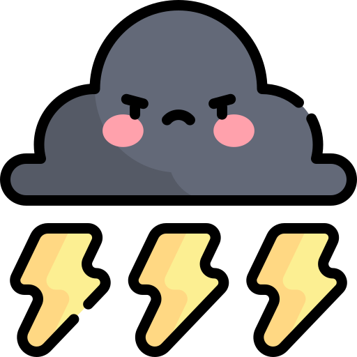 burza z piorunami Kawaii Lineal color ikona