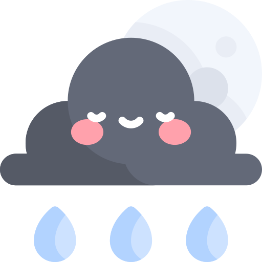 Rainy night Kawaii Flat icon