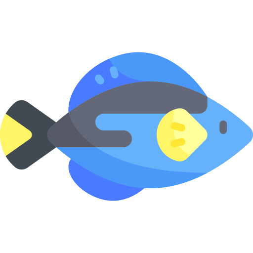 pez espiga azul Kawaii Flat icono