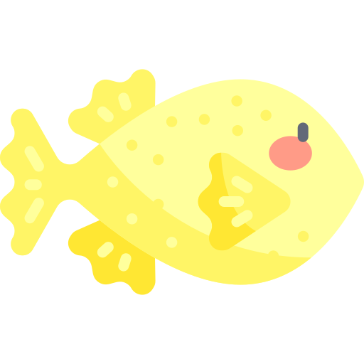 pesce scatola giallo Kawaii Flat icona