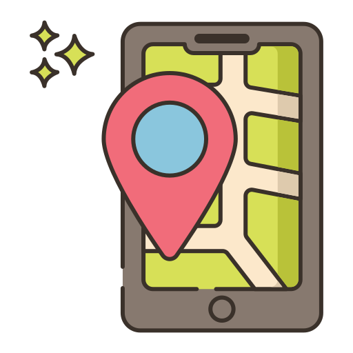 telefon gps Flaticons Lineal Color ikona