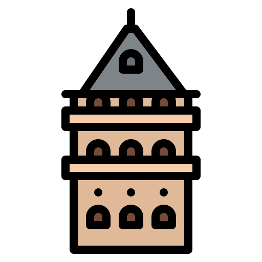 wieża galaty Iconixar Lineal Color ikona