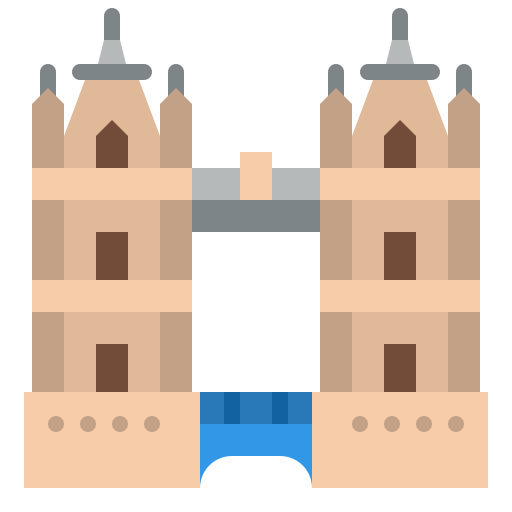 puente de la torre Iconixar Flat icono