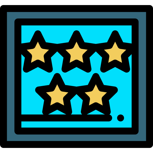 cinco estrellas Detailed Rounded Lineal color icono