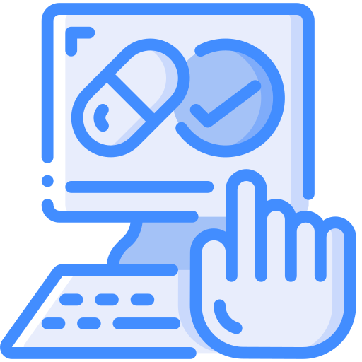Online pharmacy Basic Miscellany Blue icon