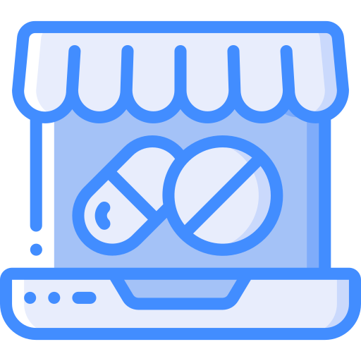 Online pharmacy Basic Miscellany Blue icon