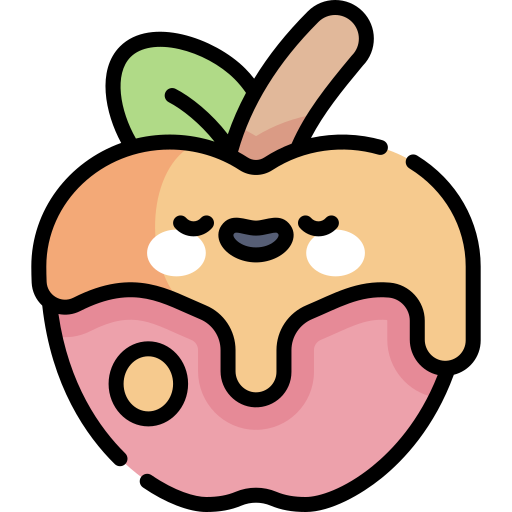 manzana caramelizada Kawaii Lineal color icono