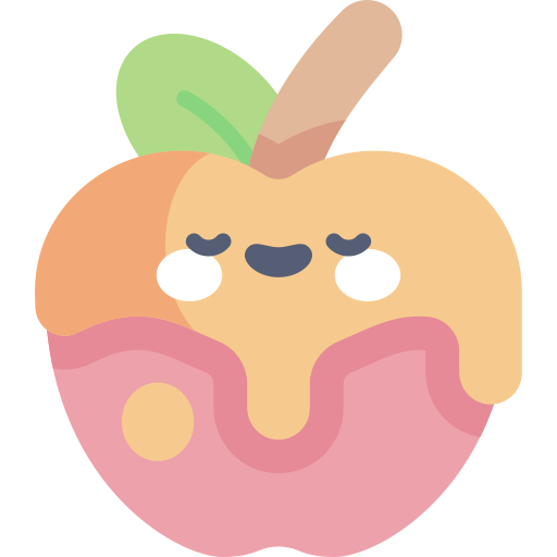 pomme caramélisée Kawaii Flat Icône