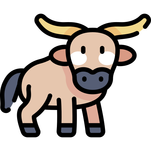 Wildebeest Kawaii Lineal color icon