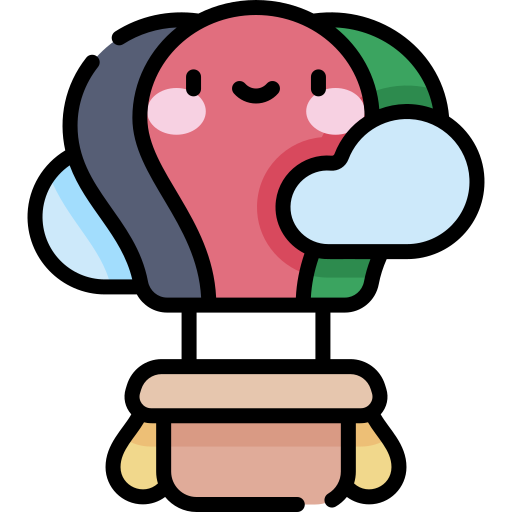 balon na gorące powietrze Kawaii Lineal color ikona