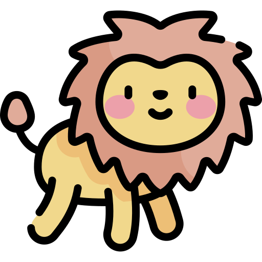 Lion Kawaii Lineal color icon