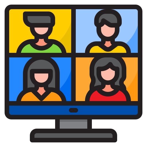 Video conference srip Lineal Color icon